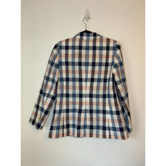 Talbots women's 6 pink navy blue plaid long sleeve single button suit blazer NWT - Picture 8 of 8
